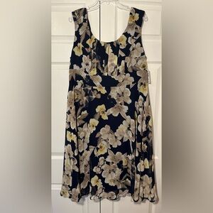 Dress Barn Black and Cream Floral Midi Dress